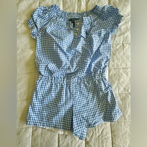Polo Ralph Lauren Blue and White Gingham Romper